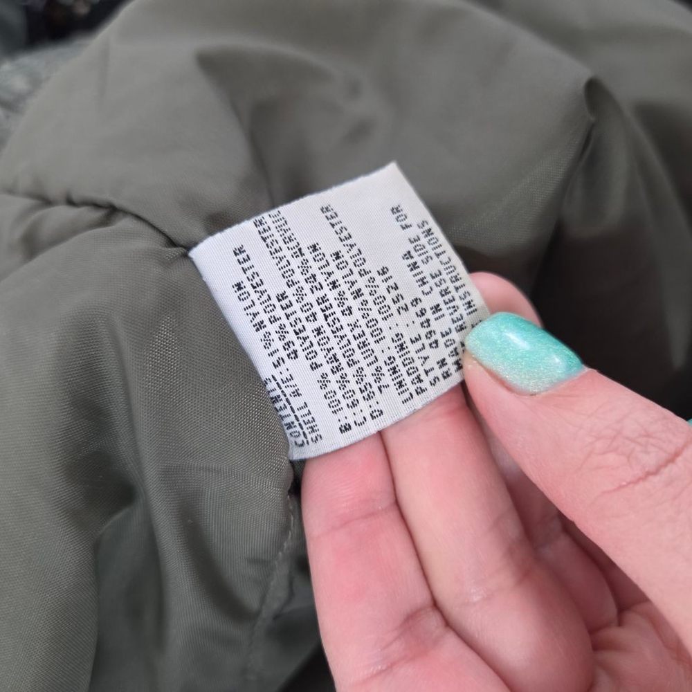 Vintage 80s patchwork puffer jacket dark green gold ski coat women's size medium - Picture 7 of 7